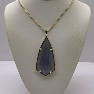 Kendra Scott Elegant Gold and Gray Stone Pendant Necklace